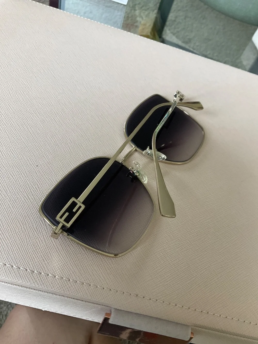 Fendi Women's Sunglasses - Gradient Lens Full Rim Gold Square Frame